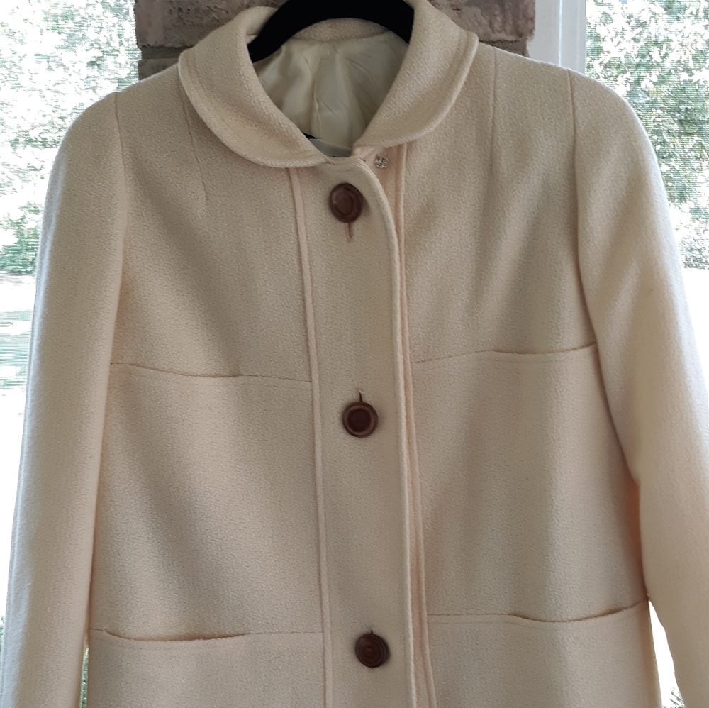 Vintage Light Butter Yellow 3 wood button jacket M